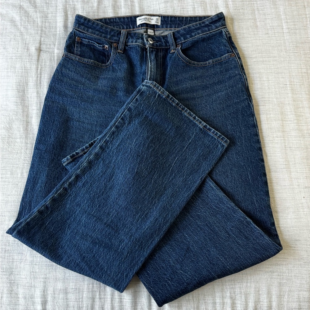 Abercrombie & Fitch Women's Straight Leg Jeans - Dark Blue Denim